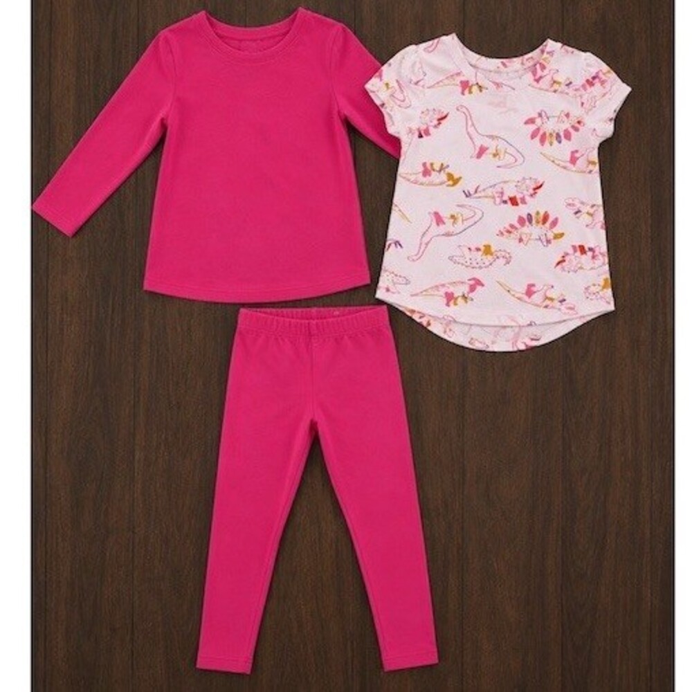 Carter's Girls Outfit Set Size 4T Pink 3-Piece Top Tee Leggings Casual